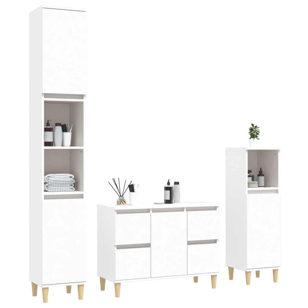 vidaXL 3 Piece Bathroom Furniture Set White Engineered Wood