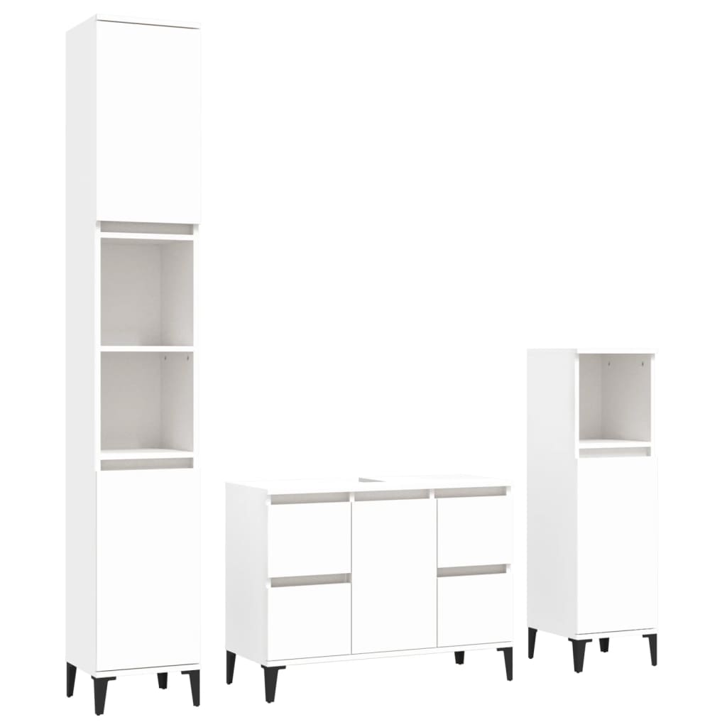 vidaXL 3 Piece Bathroom Furniture Set White Engineered Wood
