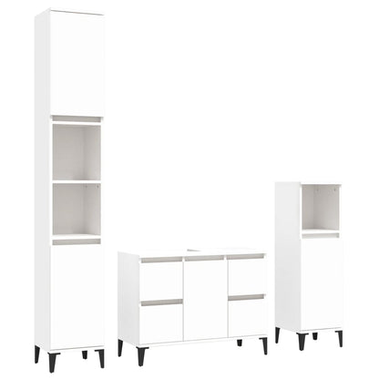 vidaXL 3 Piece Bathroom Furniture Set White Engineered Wood
