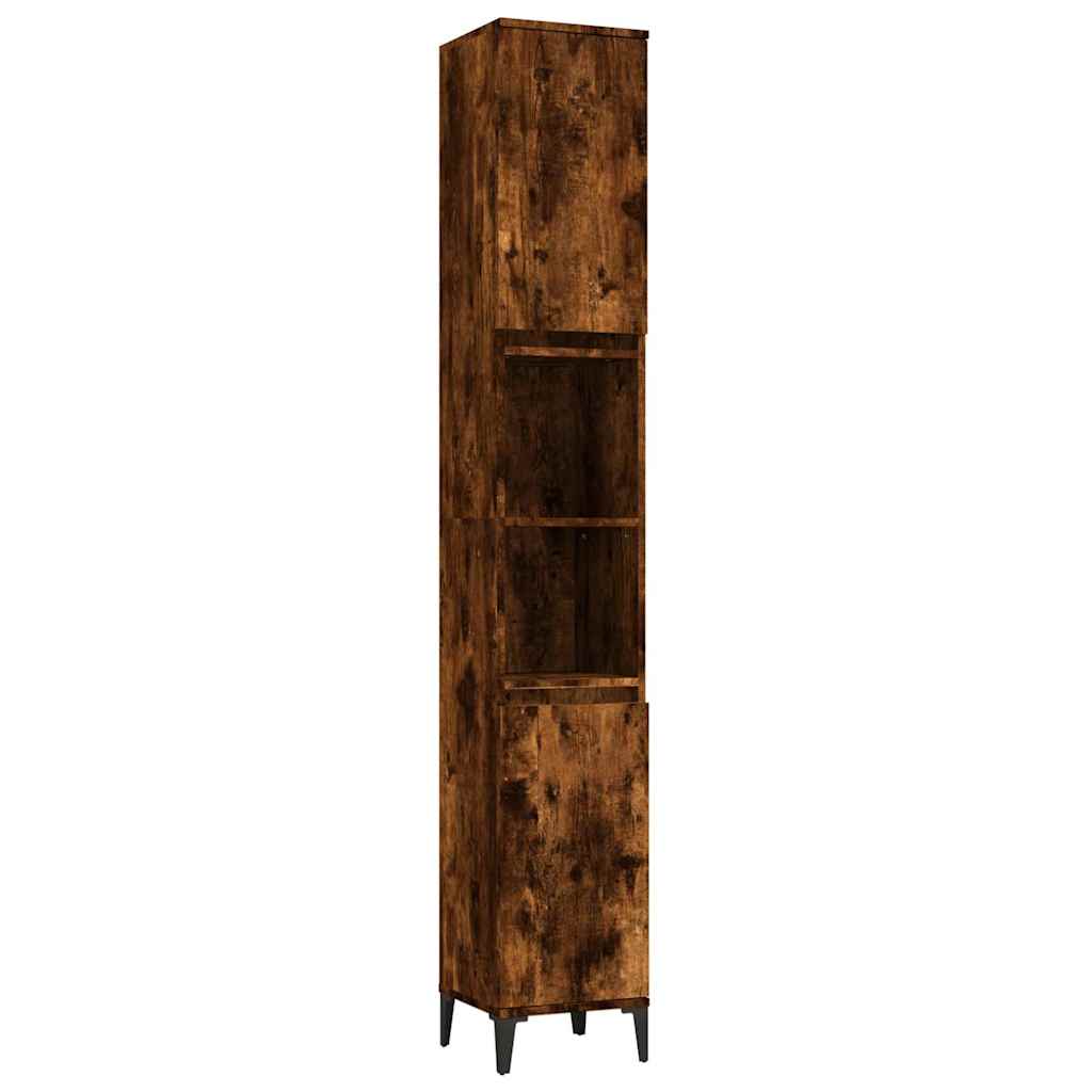 vidaXL 3 Piece Bathroom Furniture Set Smoked Oak Engineered Wood