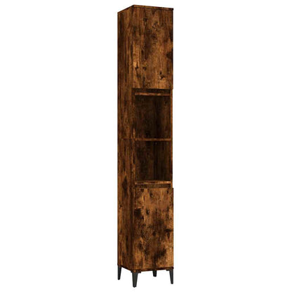 vidaXL 3 Piece Bathroom Furniture Set Smoked Oak Engineered Wood