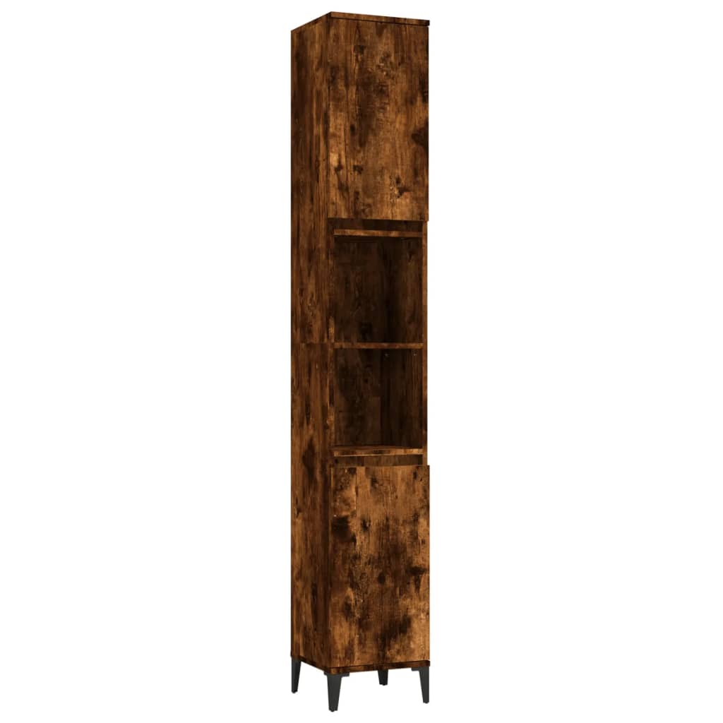 vidaXL 3 Piece Bathroom Furniture Set Smoked Oak Engineered Wood