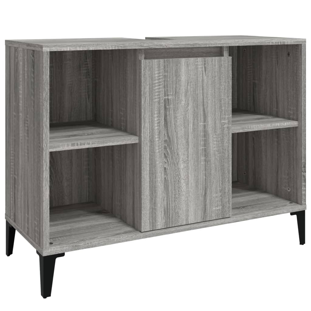 vidaXL 3 Piece Bathroom Furniture Set Grey Sonoma Engineered Wood