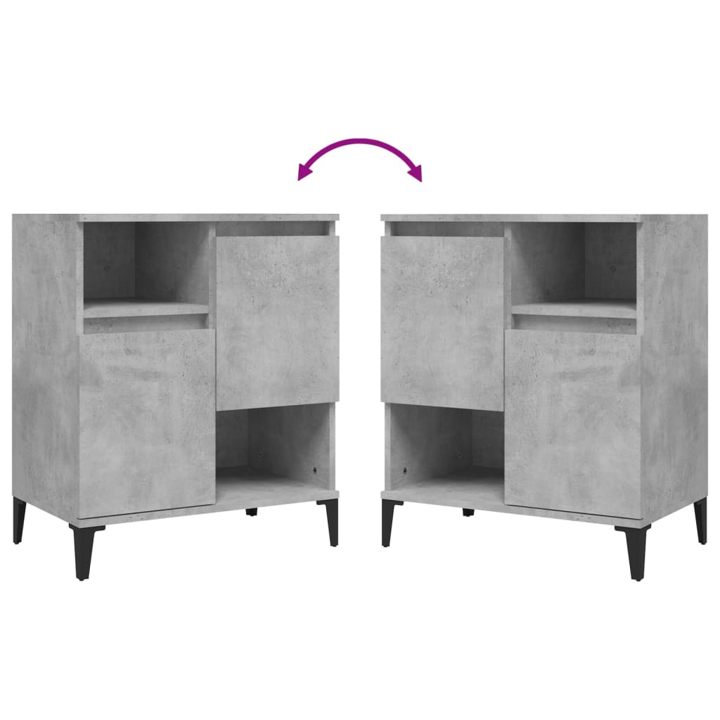 vidaXL Sideboards 2 pcs Concrete Grey 60x35x70 cm Engineered Wood