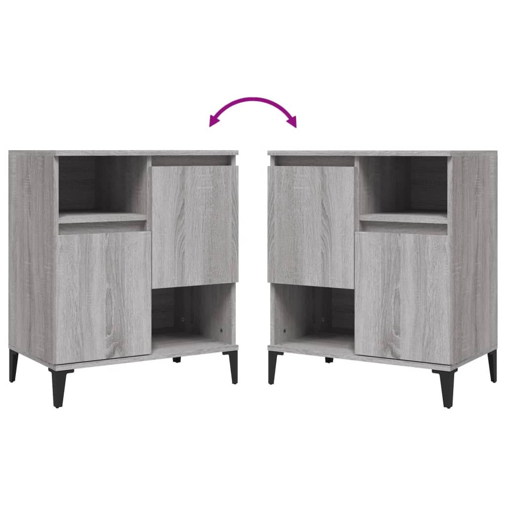 vidaXL Sideboards 2 pcs Grey Sonoma 60x35x70 cm Engineered Wood