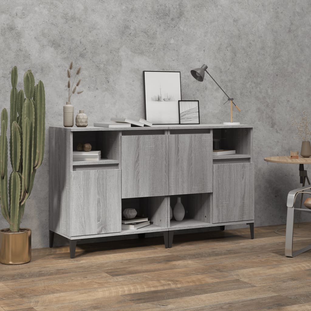 vidaXL Sideboards 2 pcs Grey Sonoma 60x35x70 cm Engineered Wood