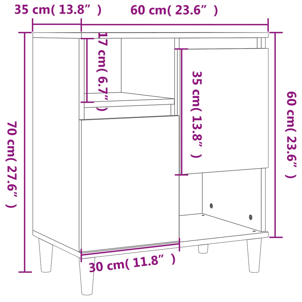 vidaXL Sideboards 3 pcs Sonoma Oak 60x35x70 cm Engineered Wood