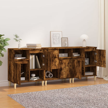 vidaXL Sideboards 3 pcs Smoked Oak 60x35x70 cm Engineered Wood