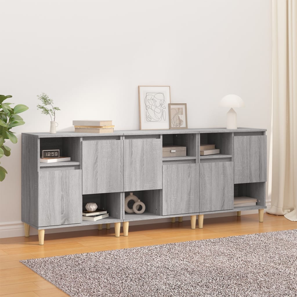 vidaXL Sideboards 3 pcs Grey Sonoma 60x35x70 cm Engineered Wood