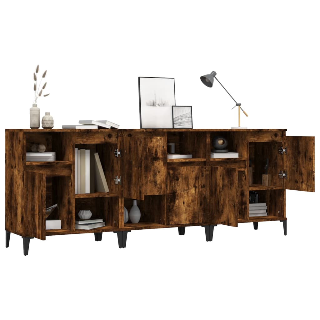 vidaXL Sideboards 3 pcs Smoked Oak 60x35x70 cm Engineered Wood
