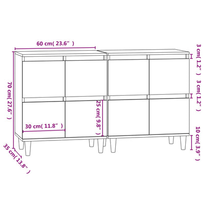 vidaXL Sideboards 2 pcs Concrete Grey 60x35x70 cm Engineered Wood