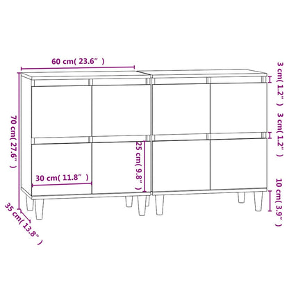 vidaXL Sideboards 2 pcs Smoked Oak 60x35x70 cm Engineered Wood