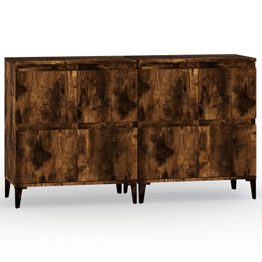 vidaXL Sideboards 2 pcs Smoked Oak 60x35x70 cm Engineered Wood