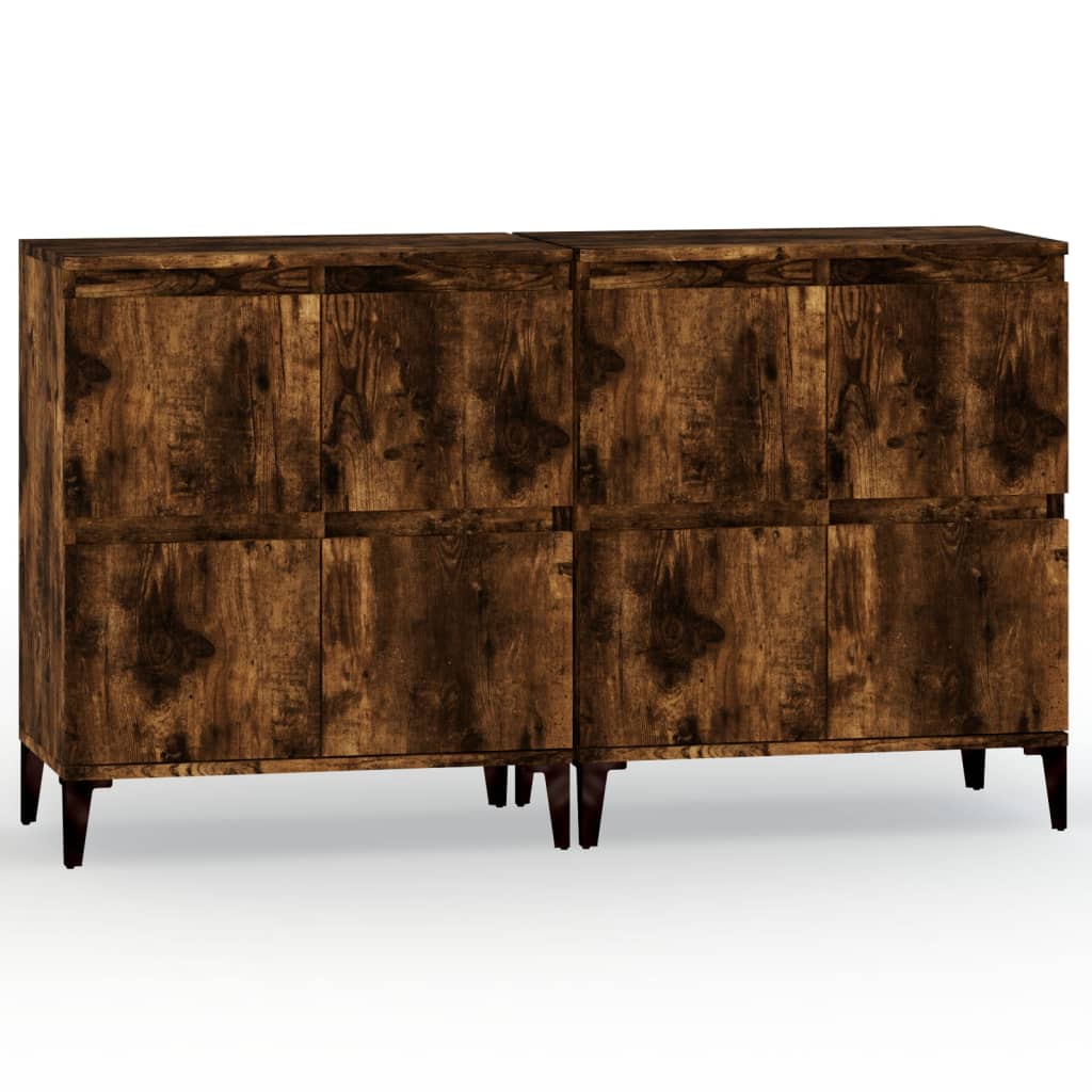 vidaXL Sideboards 2 pcs Smoked Oak 60x35x70 cm Engineered Wood