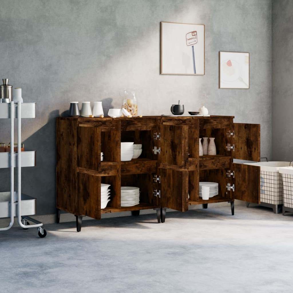 vidaXL Sideboards 2 pcs Smoked Oak 60x35x70 cm Engineered Wood