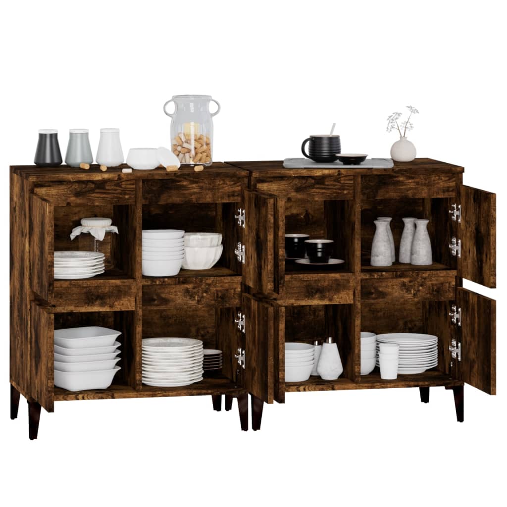 vidaXL Sideboards 2 pcs Smoked Oak 60x35x70 cm Engineered Wood