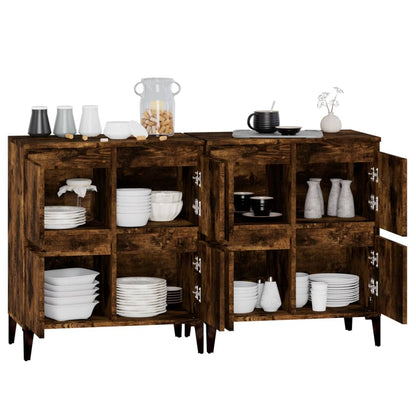vidaXL Sideboards 2 pcs Smoked Oak 60x35x70 cm Engineered Wood