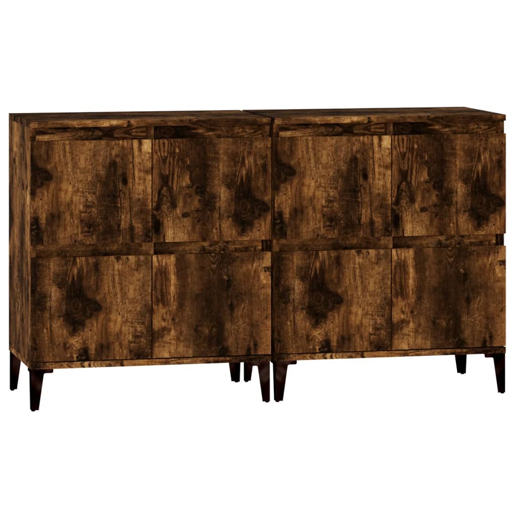 vidaXL Sideboards 2 pcs Smoked Oak 60x35x70 cm Engineered Wood