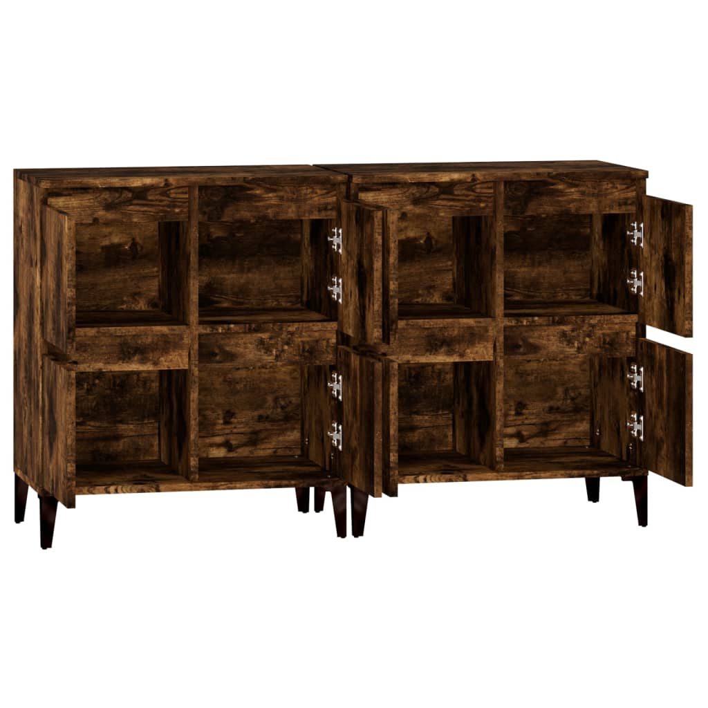 vidaXL Sideboards 2 pcs Smoked Oak 60x35x70 cm Engineered Wood