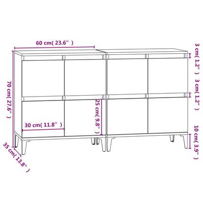 vidaXL Sideboards 2 pcs Smoked Oak 60x35x70 cm Engineered Wood