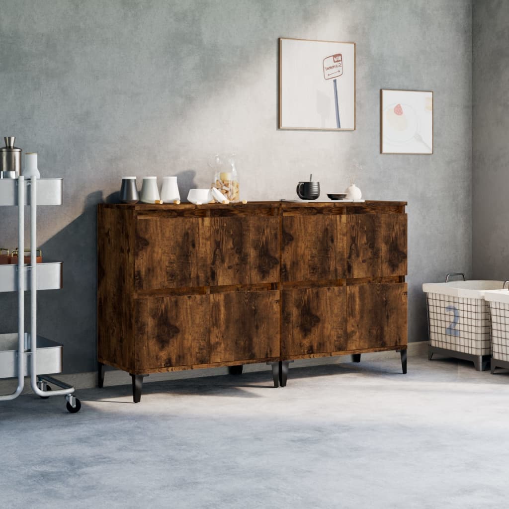 vidaXL Sideboards 2 pcs Smoked Oak 60x35x70 cm Engineered Wood