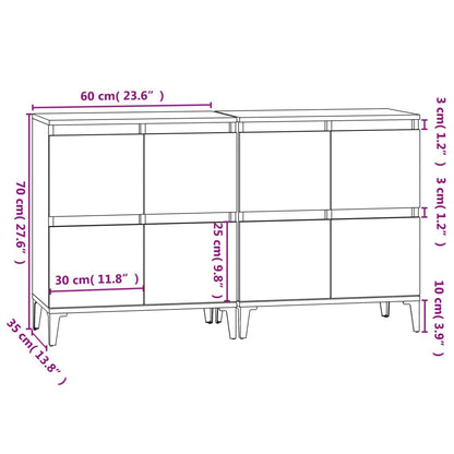 vidaXL Sideboards 2 pcs Grey Sonoma 60x35x70 cm Engineered Wood