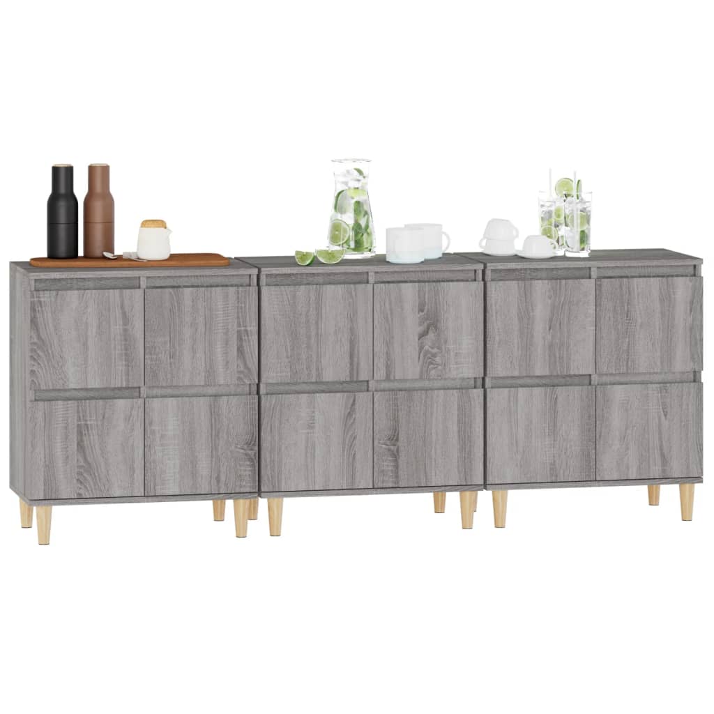 vidaXL Sideboards 3 pcs Grey Sonoma 60x35x70 cm Engineered Wood
