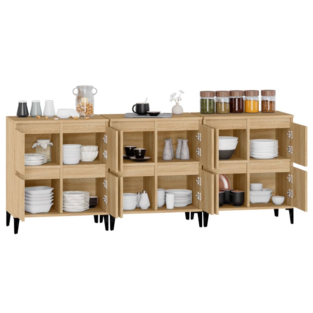 vidaXL Sideboards 3 pcs Sonoma Oak 60x35x70 cm Engineered Wood