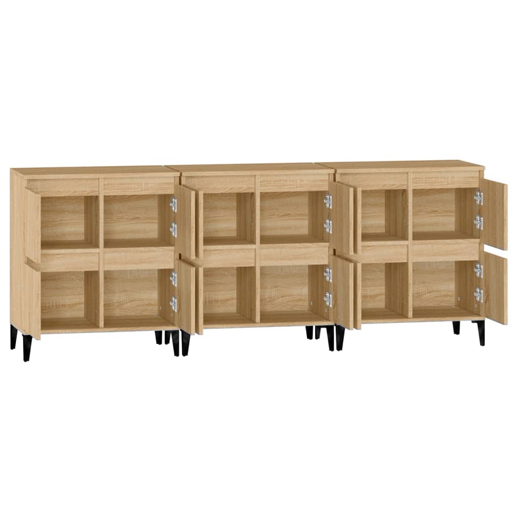 vidaXL Sideboards 3 pcs Sonoma Oak 60x35x70 cm Engineered Wood