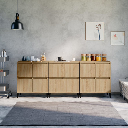 vidaXL Sideboards 3 pcs Sonoma Oak 60x35x70 cm Engineered Wood
