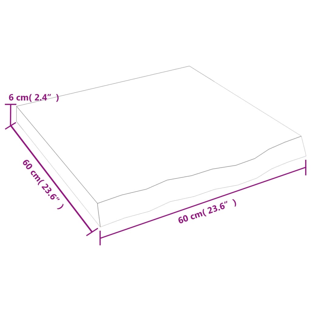 vidaXL Bathroom Countertop 60x60x(2-6) cm Untreated Solid Wood