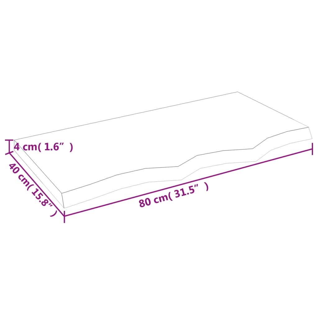 vidaXL Bathroom Countertop 80x40x(2-4) cm Untreated Solid Wood