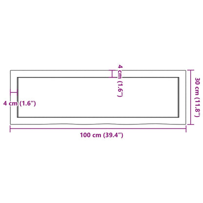 vidaXL Bathroom Countertop 100x30x(2-4) cm Untreated Solid Wood