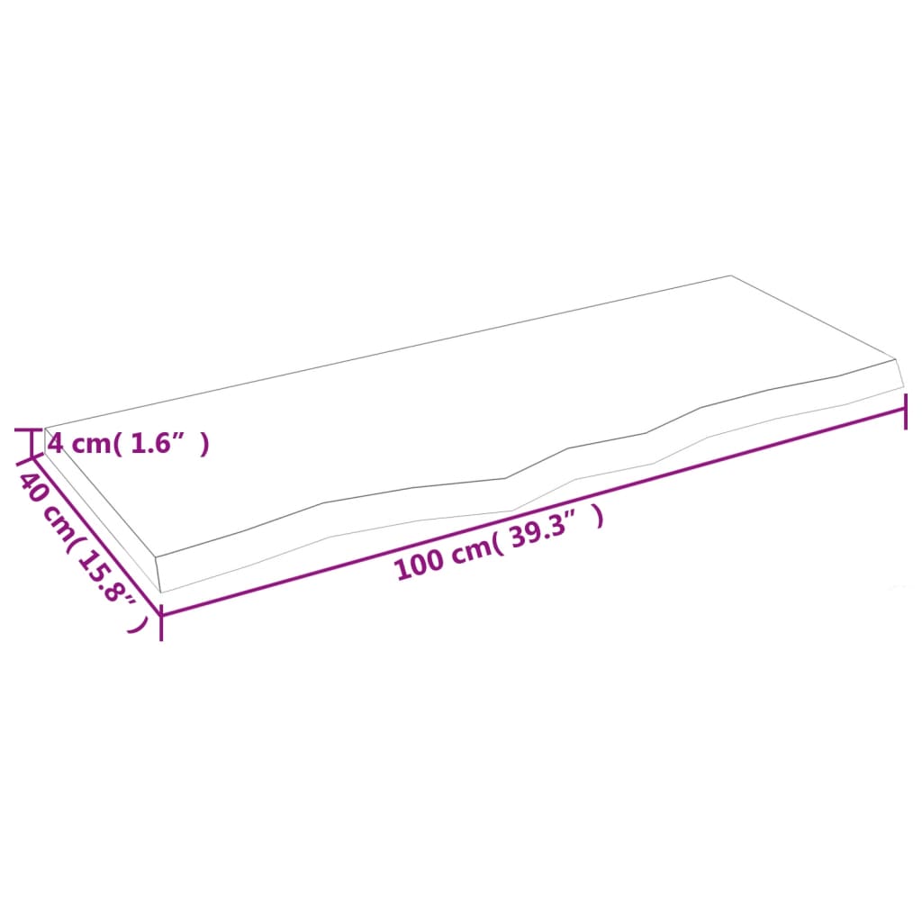 vidaXL Bathroom Countertop 100x40x(2-4) cm Untreated Solid Wood