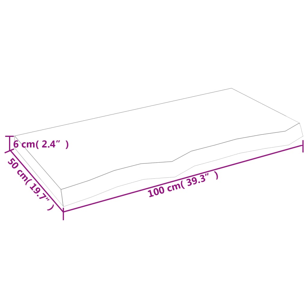 vidaXL Bathroom Countertop 100x50x(2-6) cm Untreated Solid Wood