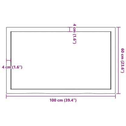 vidaXL Bathroom Countertop 100x60x(2-4) cm Untreated Solid Wood