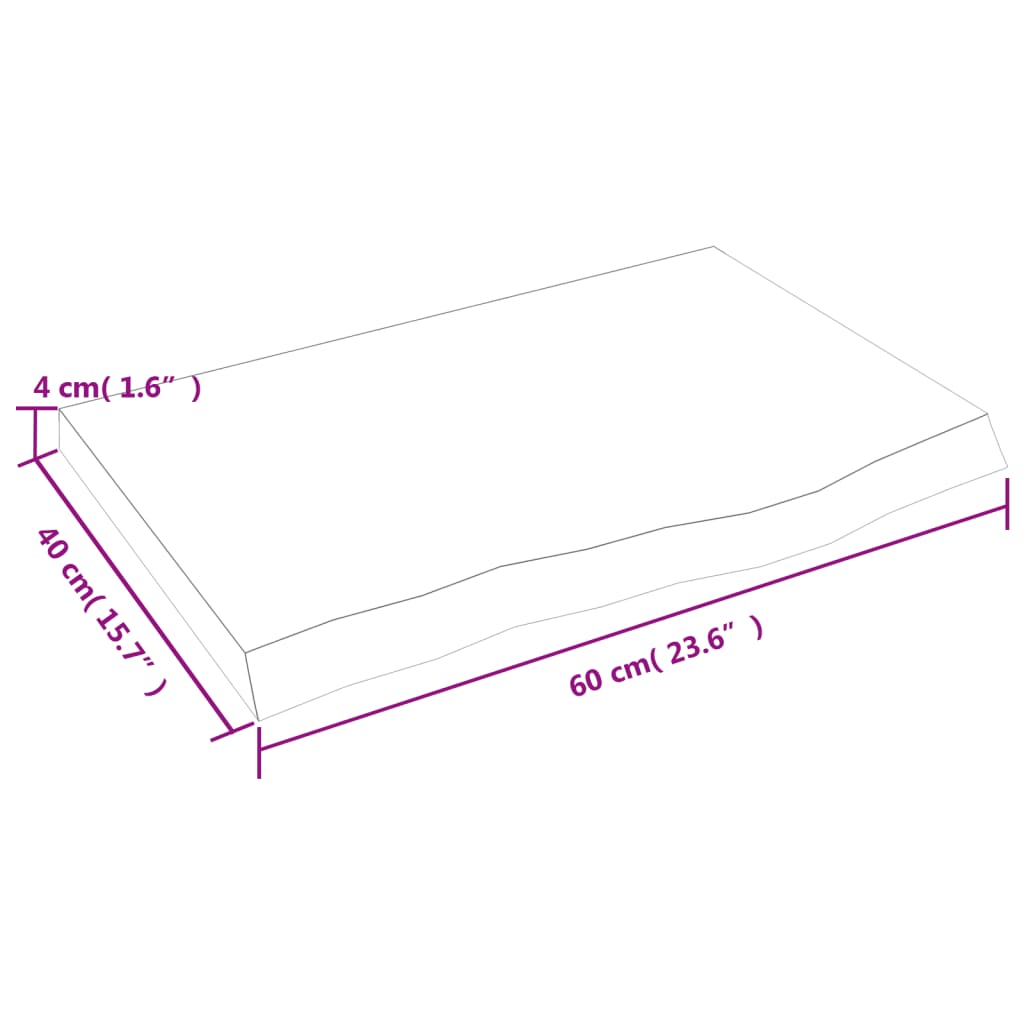 vidaXL Bathroom Countertop Light Brown 60x40x(2-4) cm Treated Solid Wood