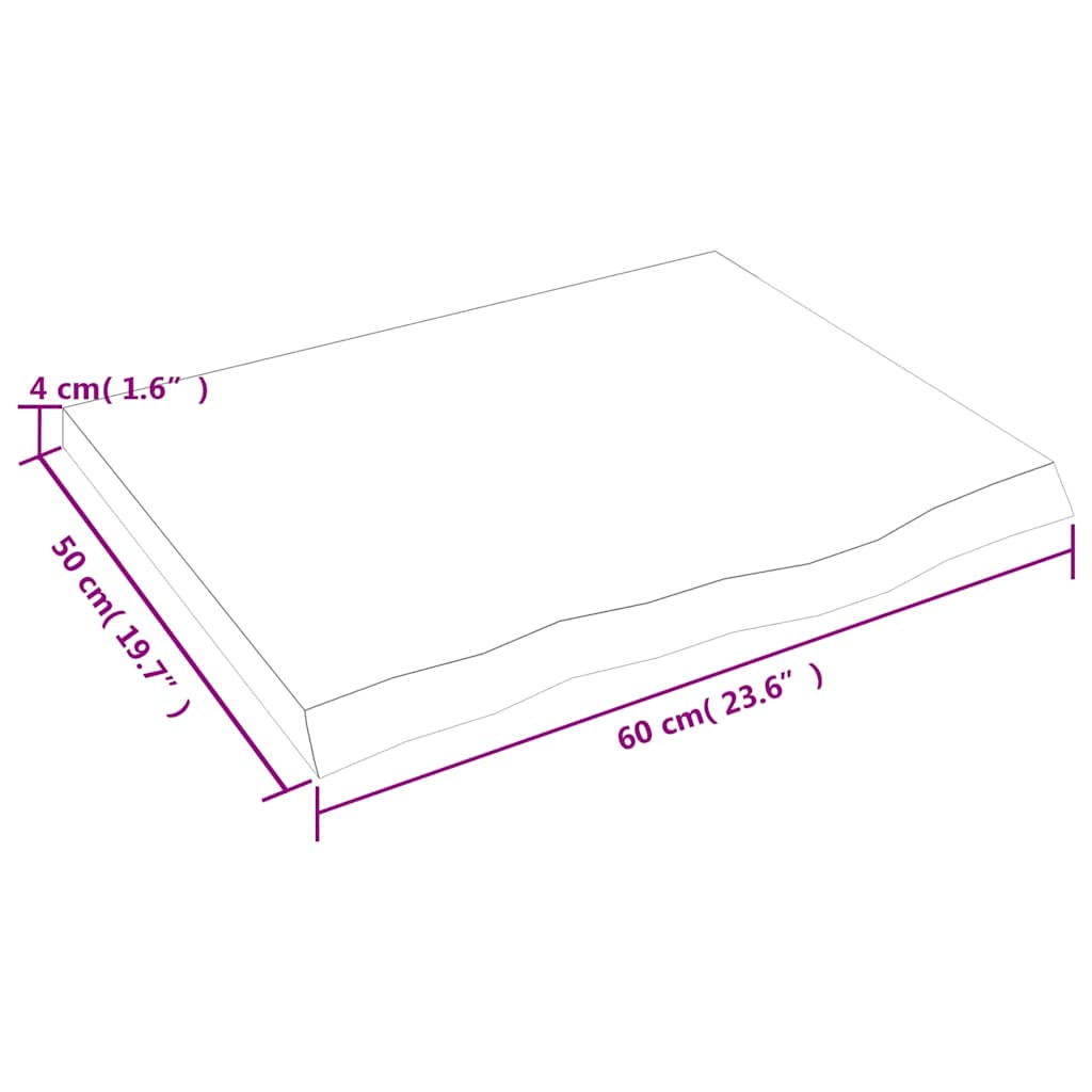 vidaXL Bathroom Countertop Light Brown 60x50x(2-4) cm Treated Solid Wood