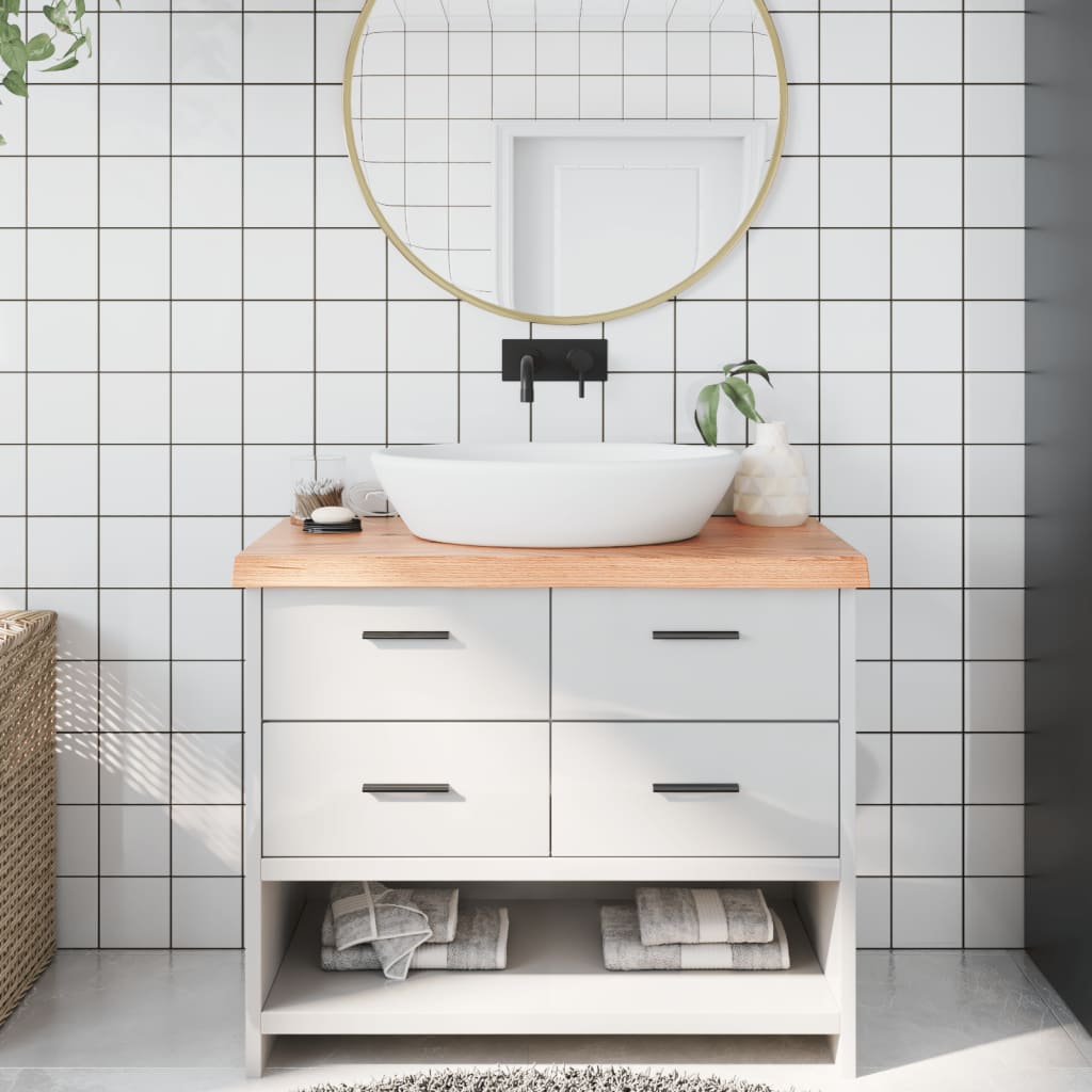 vidaXL Bathroom Countertop Light Brown 100x40x(2-6)cm Treated Solid Wood