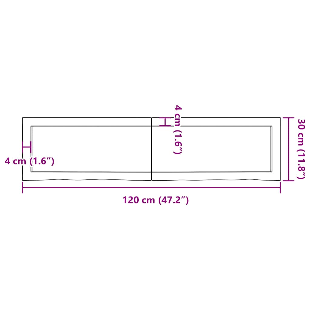 vidaXL Bathroom Countertop Light Brown 120x30x(2-4)cm Treated Solid Wood