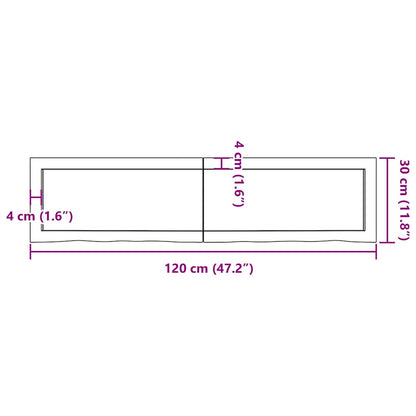 vidaXL Bathroom Countertop Light Brown 120x30x(2-4)cm Treated Solid Wood