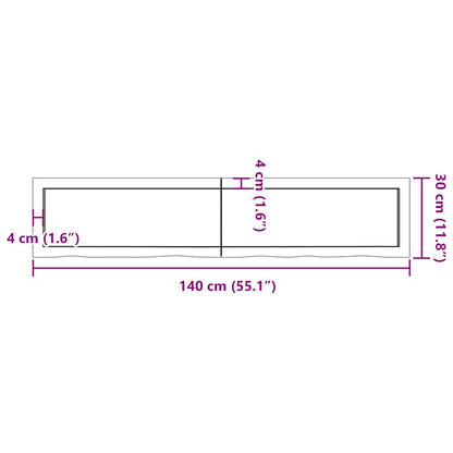 vidaXL Bathroom Countertop Light Brown 140x30x(2-4)cm Treated Solid Wood