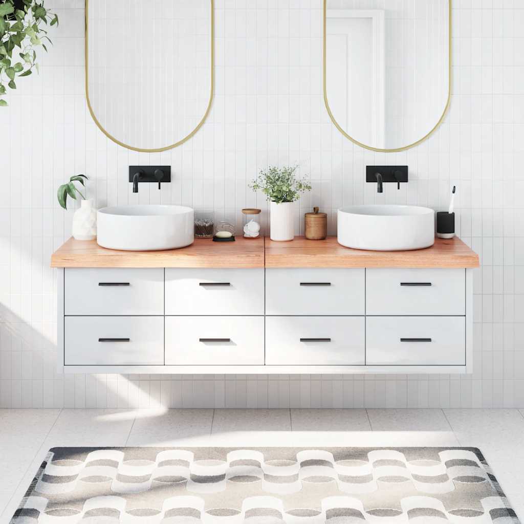 vidaXL Bathroom Countertop Light Brown 180x50x(2-6)cm Treated Solid Wood
