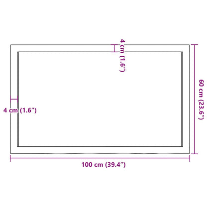 vidaXL Bathroom Countertop Dark Brown 100x60x(2-6) cm Treated Solid Wood