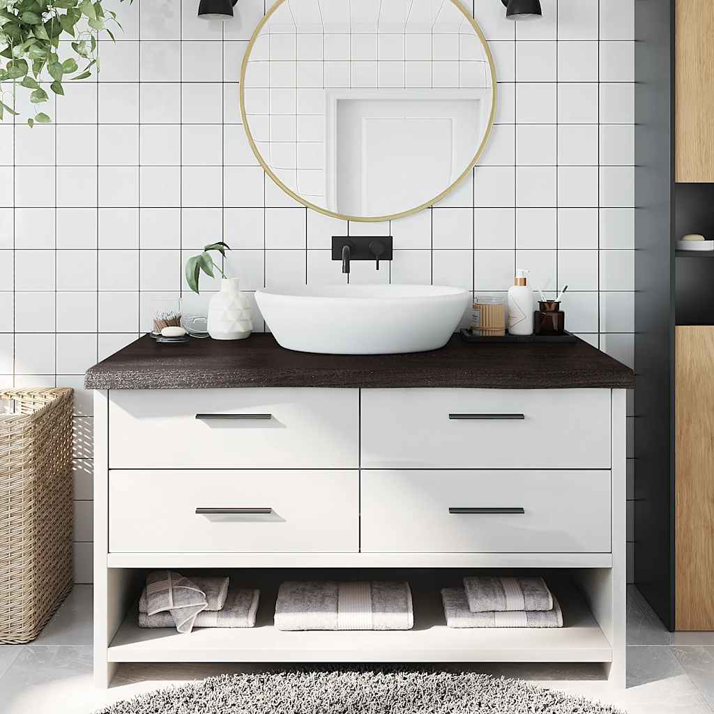 vidaXL Bathroom Countertop Dark Brown 100x60x(2-6) cm Treated Solid Wood