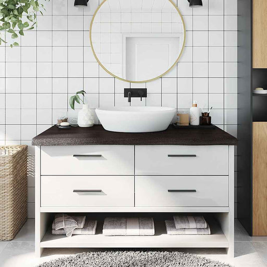 vidaXL Bathroom Countertop Dark Brown 100x60x(2-6) cm Treated Solid Wood