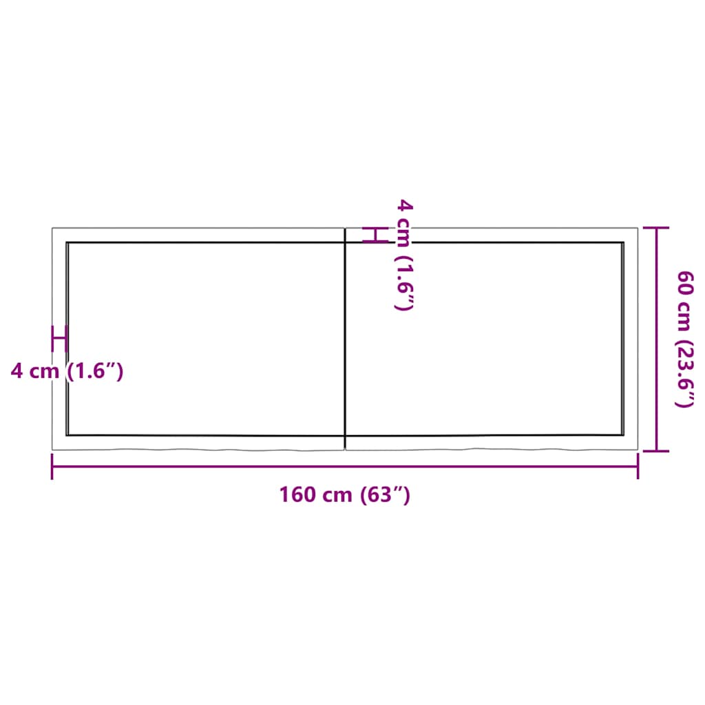 vidaXL Bathroom Countertop Dark Brown 160x60x(2-4) cm Treated Solid Wood