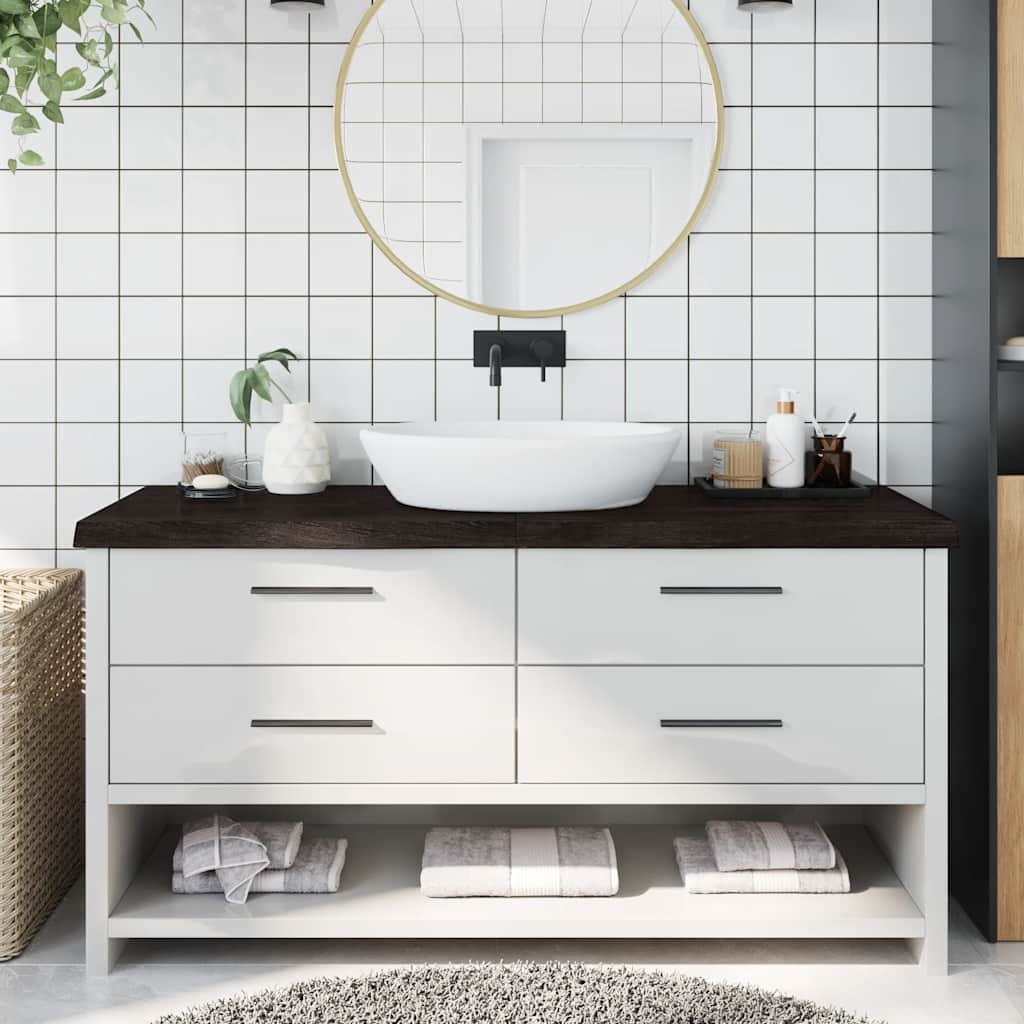 vidaXL Bathroom Countertop Dark Brown 160x60x(2-6) cm Treated Solid Wood