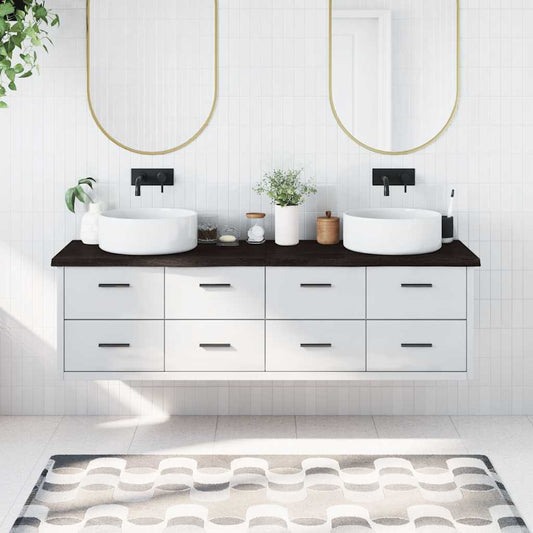 vidaXL Bathroom Countertop Dark Brown 180x60x(2-4) cm Treated Solid Wood