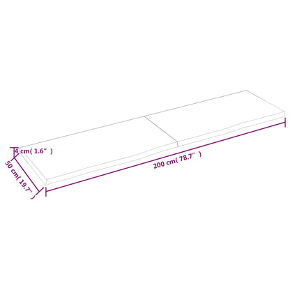 vidaXL Bathroom Countertop Dark Brown 200x50x(2-4) cm Treated Solid Wood